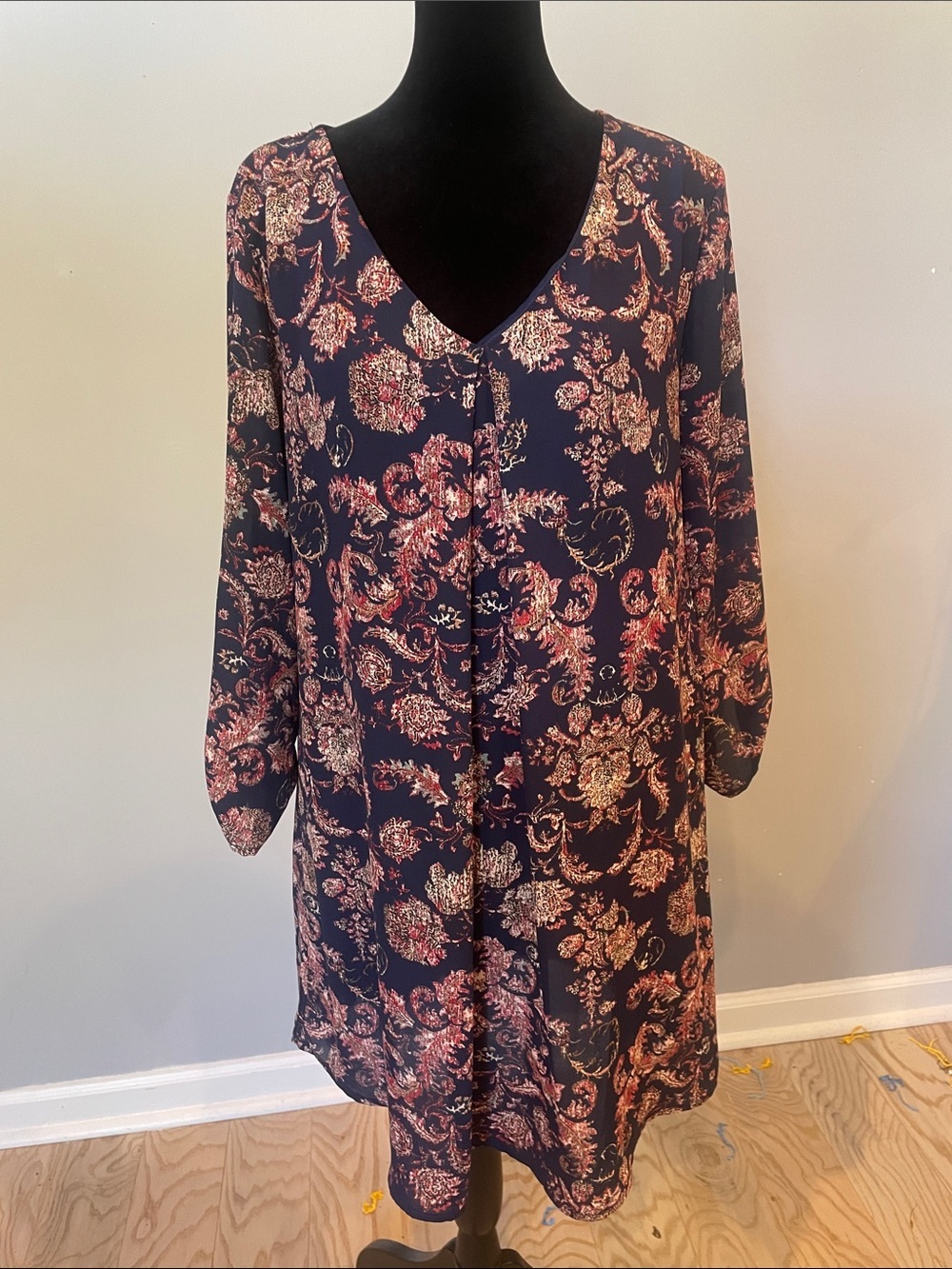 Floral Print babydoll dress in dark blue by lush
